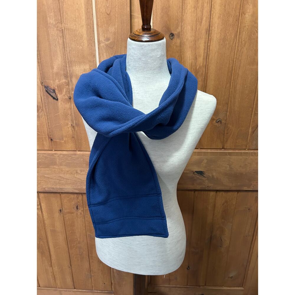 Blue Fleece Scarf 58" Long Warm Soft Winter Cozy Vintage 90s
